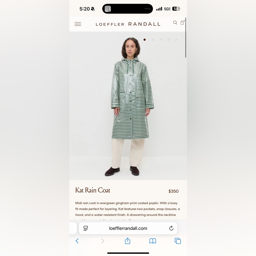 Loeffler Randall Kat Evergreen Checkered Raincoat